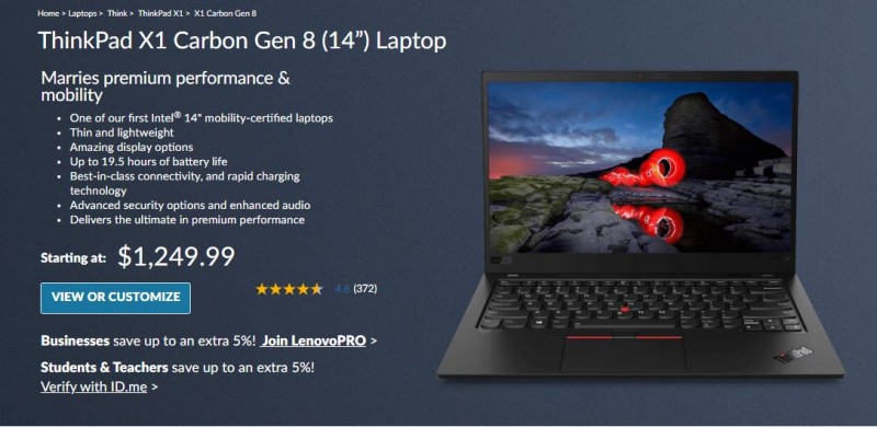 Lenovo bán laptop Thinkpad Carbon X1 thế hệ 8 với phiên bản dùng Linux Fedora