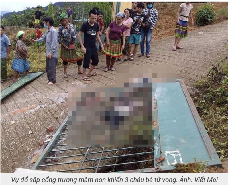 Sập cổng trường mầm non ở Lào Cai, 3 học sinh tử vong