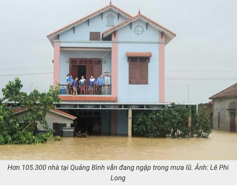 Nhiều hộ dân ở Quảng Bình bị cô lập trong đợt lũ vừa qua.