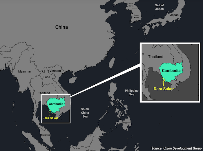 Trung Quốc xây dựng dự án Dara Sakor ở Campuchia, nơi có vị trí chiến lược tiếp cận Biển Đông.