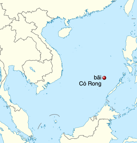 Vị trí Bãi Cỏ Rong ở đông bắc quần đảo Trường Sa, Biển Đông, Việt Nam. Philippines muốn thăm dò dầu khí khu vực này. 
