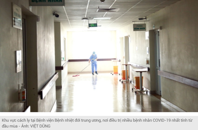 Khu vực cách ly tại Bệnh viện Bệnh nhiệt đới trung ương, nơi điều trị nhiều bệnh nhân COVID-19 nhất tính từ đầu mùa