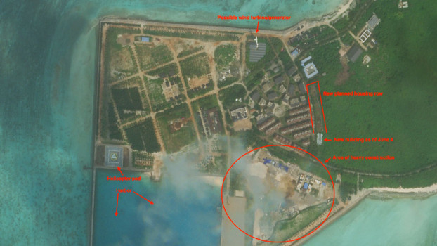 Ảnh vệ tinh ngày 7/10/2020 cho thấy Trung Quốc xây thêm các tòa nhà và khu nông trại mới ở đảo Cây, quần đảo Hoàng Sa (ảnh: Planet Labs).