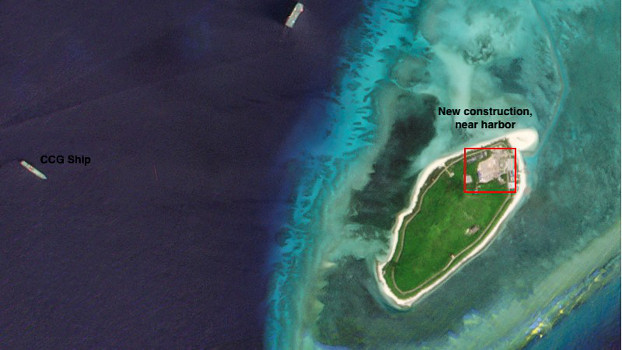 Ảnh vệ tinh ngày 3/10/2020 cho thấy Trung Quốc xây dựng sân bay cho trực thăng ở đảo Duy Mộng, quần đảo Hoàng Sa của Việt Nam 