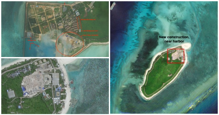 Các hình ảnh vệ tinh từ Planet Lab cho thấy Trung Quốc lén xây dựng trên các đảo nhỏ ở quần đảo Hoàng Sa, Biển Đông của Việt Nam.